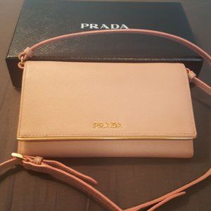 Sold: Prada Pink Saffiano Wallet w./Strap